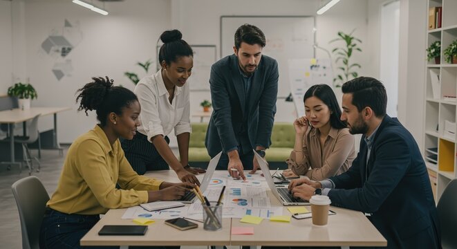 work colleagues developing projects, corporate, corporate environment - Powered by Adobe