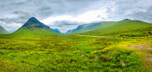 The Glen Coe Valley in Scotland Highlands