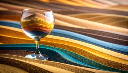 Colorful Abstract Still Life With Wine Glass And Sand
