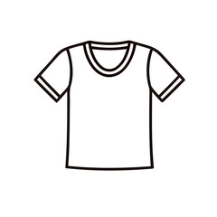 T-shirt outline with short sleeves on a white background providing a template
