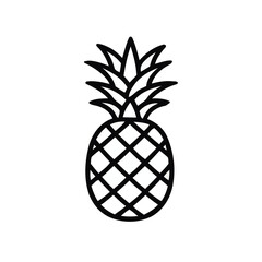 Obraz premium Single pineapple outline with spiky leaves on top against a white background