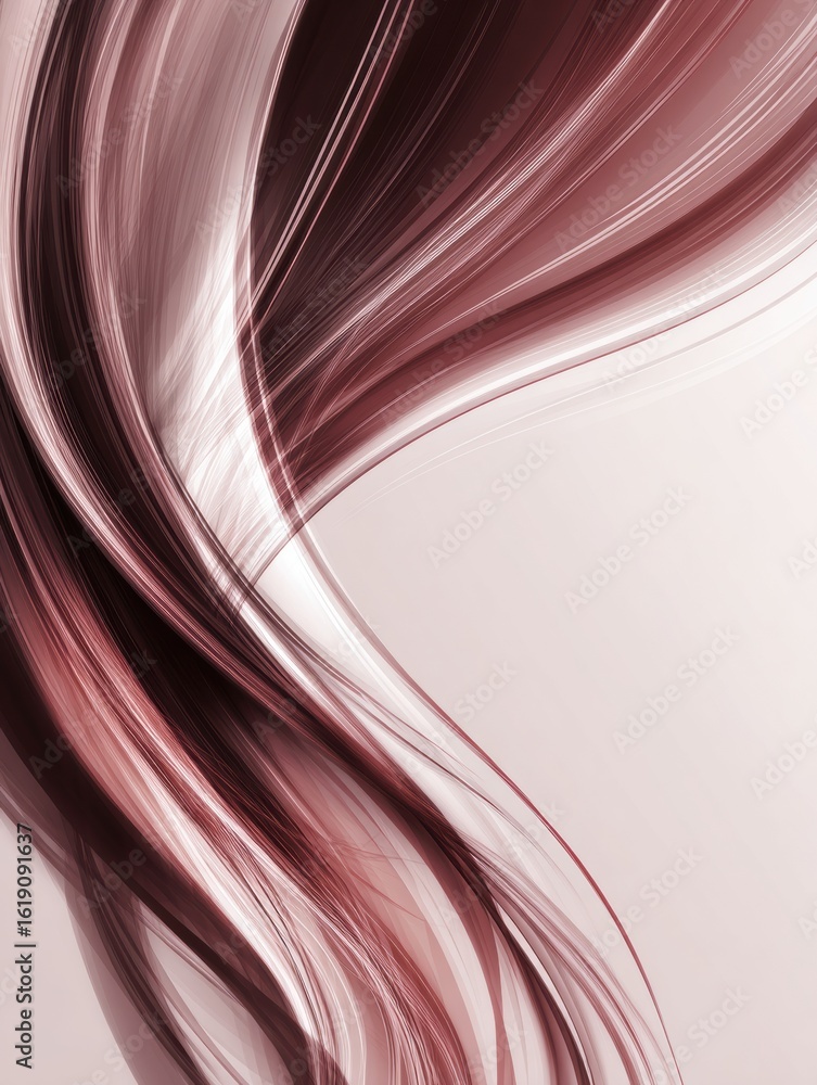 Poster flowing ribbons of hair strands create an elegant visual in a soft and clean background