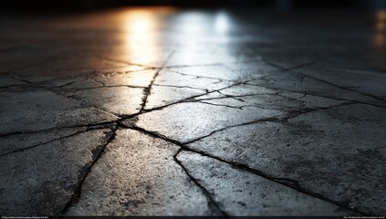 Obraz premium Cracked concrete floor with light reflections