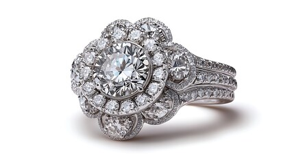 Obraz premium Elegant Diamond Ring With Flower Design