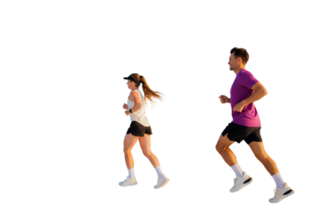 Couple enjoys an energetic run in athletic gear