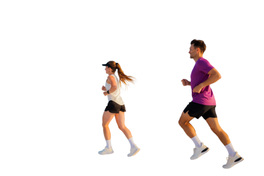 Couple enjoys an energetic run in athletic gear