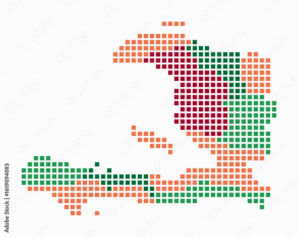 Poster haiti dotted map. digital style map of the country on white background. haiti shape with square dots