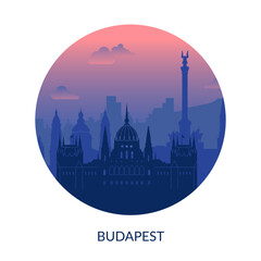 Obraz premium The breathtaking Budapest Skyline at Dusk showcases a stunning silhouette of the city