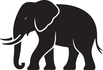 Obraz premium Simple vector illustration of a walking elephant depicted in a minimalist black silhouette