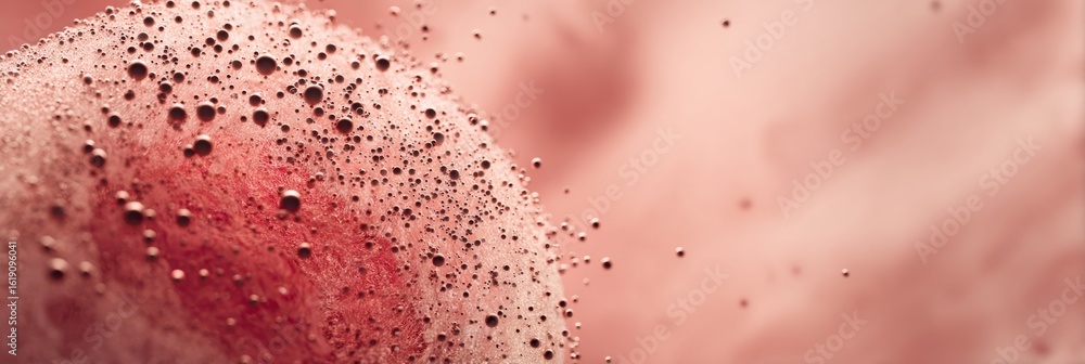 Poster close-up view of fresh skin texture revealing soft glowing particles and minimalist background creat