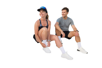 Fitness enthusiasts enjoying a moment of relaxation after a workout