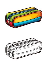 Pencil Case with Outline Vector Set