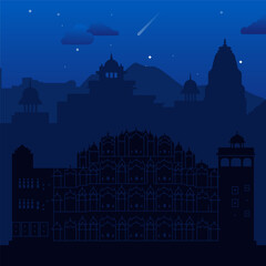 Obraz premium Silhouette of Majestic Historical Architecture Set Against the Night Sky Filled with Stars