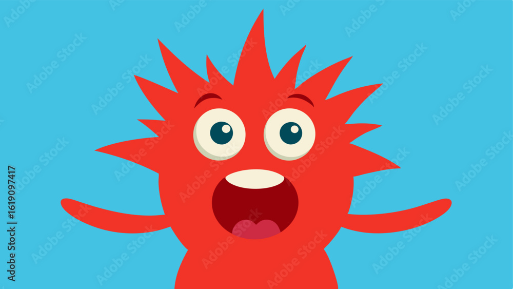 Poster animated features the surprised character has a cartoonish charm with flushed in bright red to indic