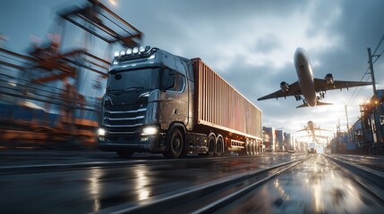 Dynamic transportation and logistics concept showcased with motion

