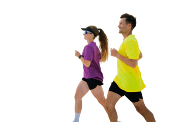 Running together in vibrant colors for fitness and fun