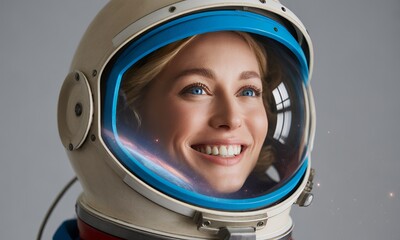 Astronaut Helmet with Space Reflection Hope and Dreams of Exploration