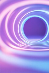 Abstract 3D rendering of glowing purple and blue concentric circles forming a tunnel effect. Modern concept art for technology.