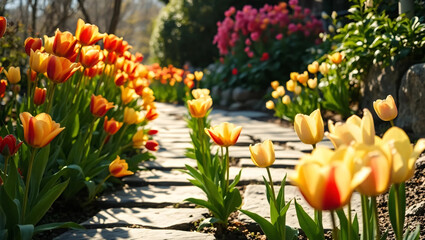 yellow tulips in the garden