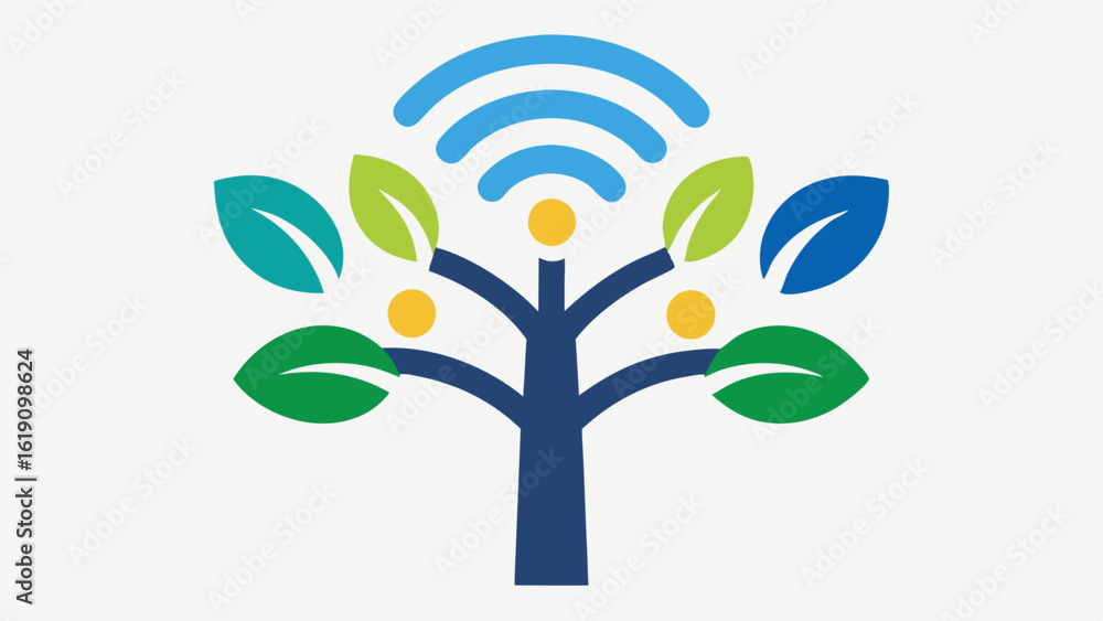 Poster closeup view a detailed closeup of a trees branches showcasing a variety of wifi signal designs rese