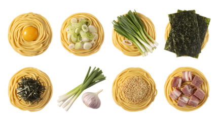 Fresh ramen noodles with premium ingredients like egg yolk, scallions, nori, garlic and pork belly