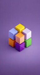 Obraz premium Colorful cubes stacked, studio background, design concept, website banner