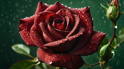 red rose with water drops