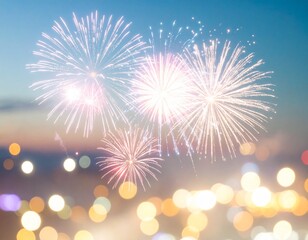 幻想的な花火が輝く夏の夜空