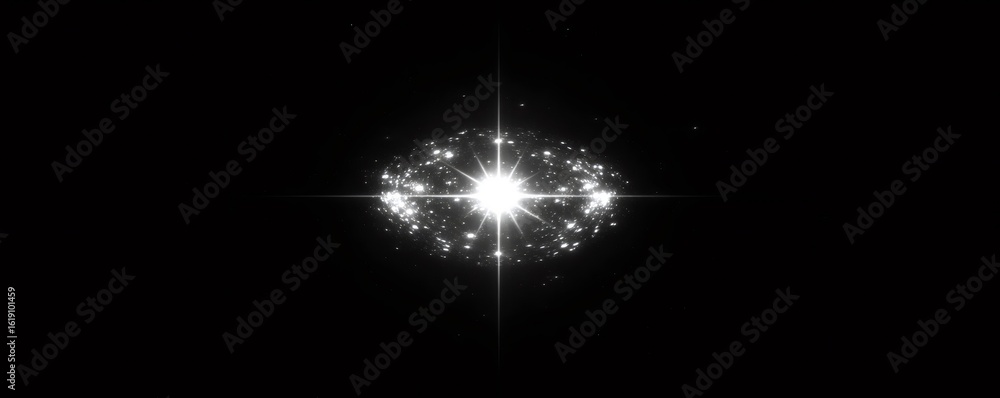 Poster luminous sphere with glowing sparkles and a central bright light. abstract digital background for mo