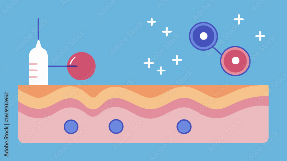 Poster collagen production an image of collagen fibers being produced under the skin after the microneedlin