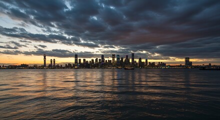 Fototapeta premium a view of a city from the water