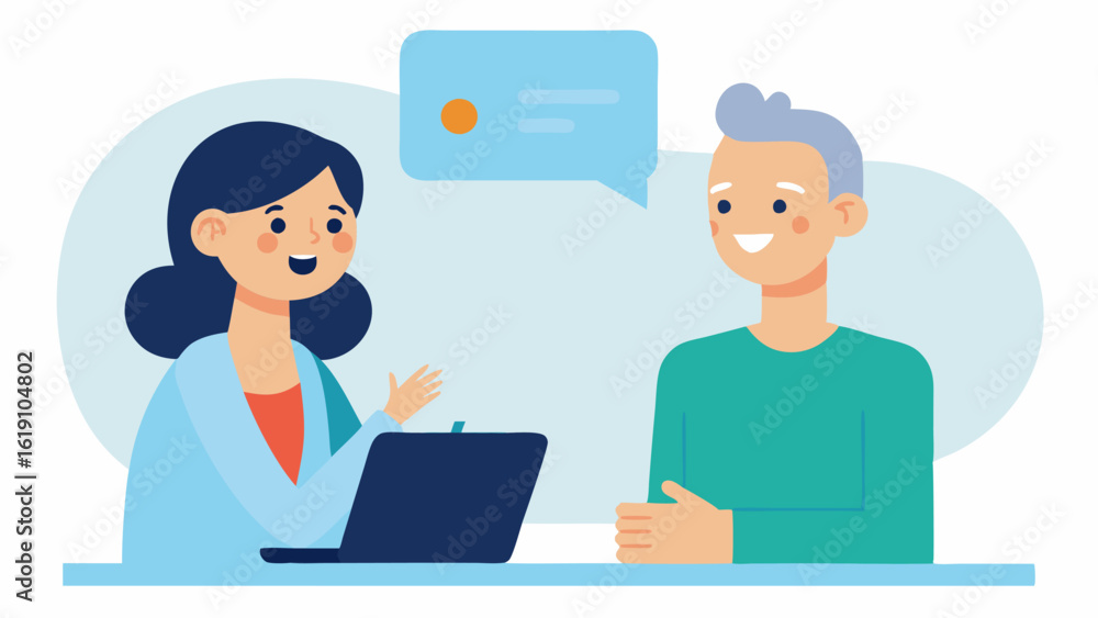 Poster client consultation a the explaining the cryofacial process to a curious client in a friendly conver