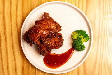Korean fried chicken on a plate
