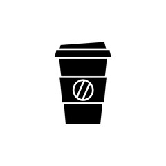 Green recycle bin icon with plastic cup and paper waste illustration