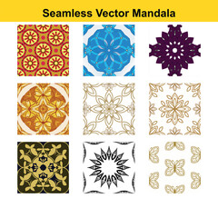 Geometric floral patterns and butterfly motifs mandala seamless