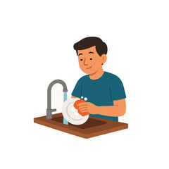 vector illustration of a person washing dishes