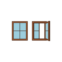 Obraz premium window with wooden shutters