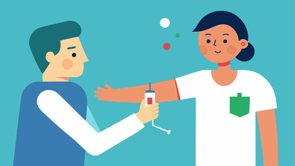 Obraz premium Cellular Injection A healthcare professional administering a regenerative cell injection into the patients arm. The setup includes syringes labeled with regenerative agents and a