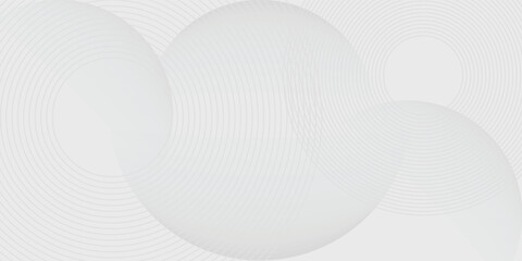 White geometric abstract background overlap layer on bright space with lines effect decoration. Modern graphic design element circles style concept for banner. Vector background.