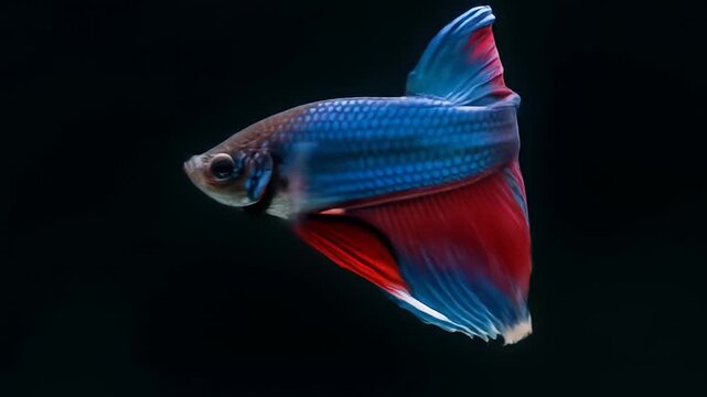 Colorful Betta splendens fish isolated on a black background	