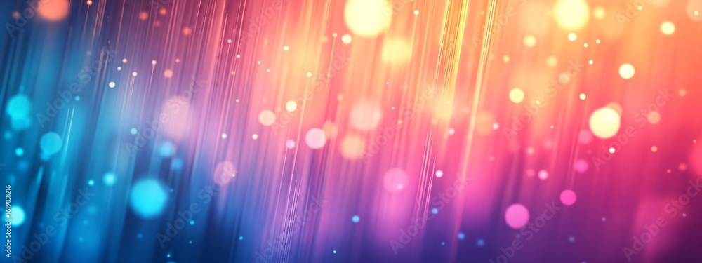 Poster colorful blurred abstract background with light lines and bokeh effect. modern digital art for festi