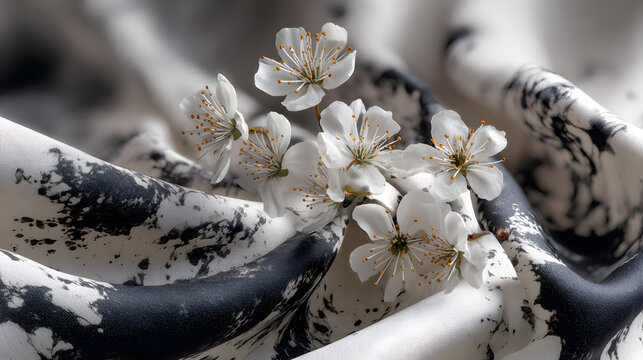 Cherry blossoms on silk