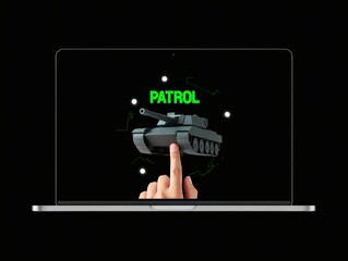 Digital Tank Patrol Strategic Game on Laptop