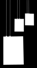 Minimalist black and white template with multiple suspended frames for photo collage