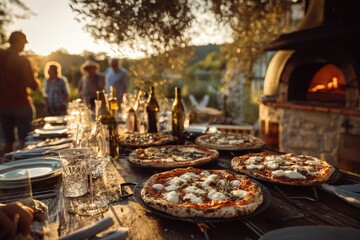 Fototapeta premium Outdoor pizza dinner party