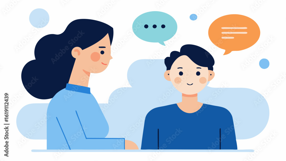 Poster consultation session an illustration showing a client in consultation with a practitioner discussing