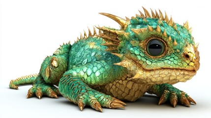 Obraz premium Fantasy lizard, emerald scales