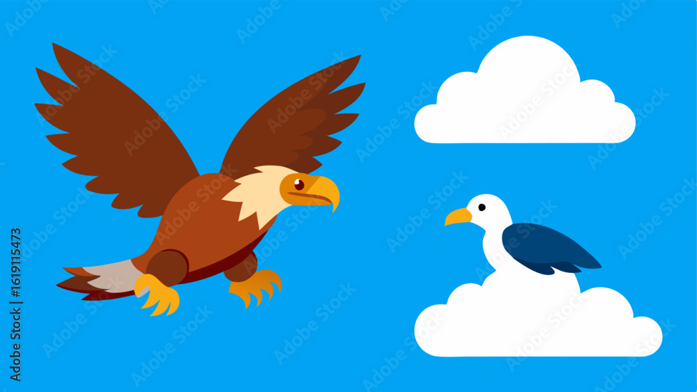 Aufkleber dynamic contrast in this illustration the eagle and turtle are positioned side by side emphasizing t