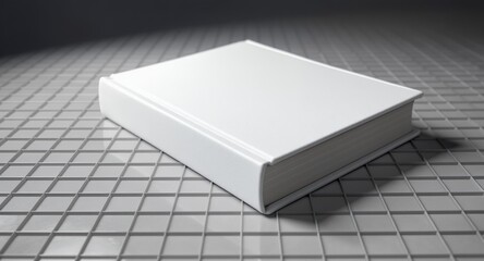 White Blank Book Mockup on Textured Grid Surface with Dynamic Shadow  Clean Minimalist Design