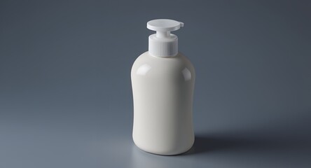 White Blank Pump Bottle Dispenser on Solid Gray Background for Cosmetic and Hygiene Product Moc